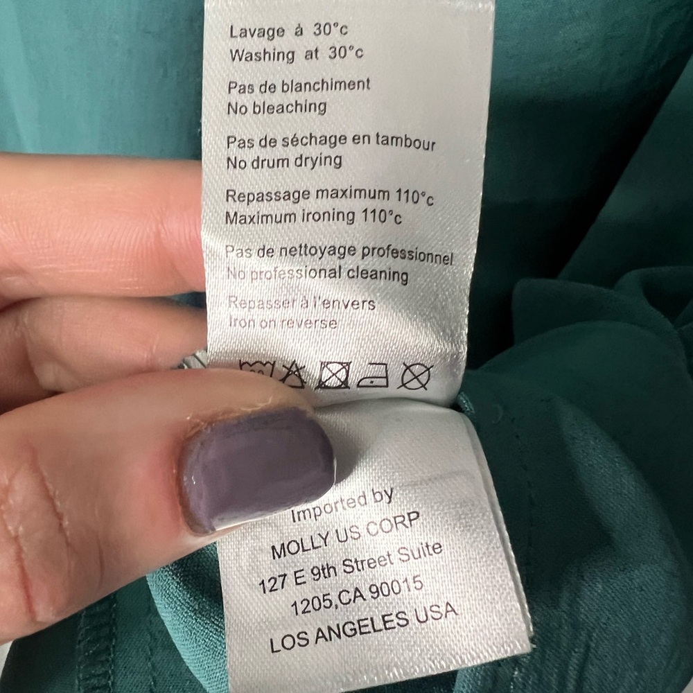 Molly Bracken Teal Ruffle Sleeve Keyhole Back Blouse - MED - Picture 13 of 14